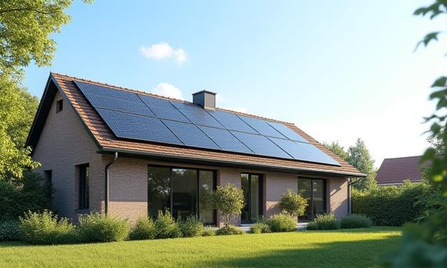 Zonnepanelen op een Nederlands huis in Utrecht