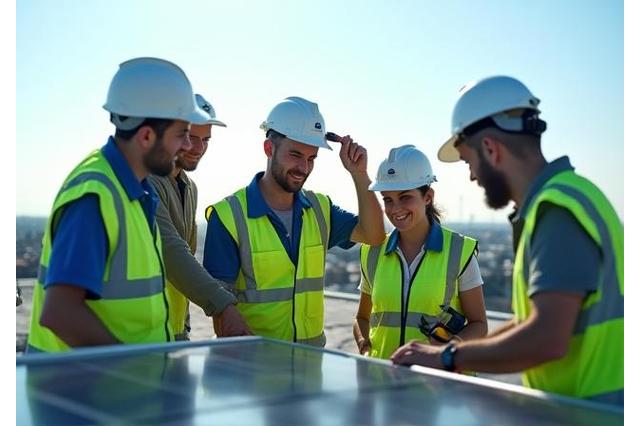 Team van De Groene Energie BV tijdens installatie
