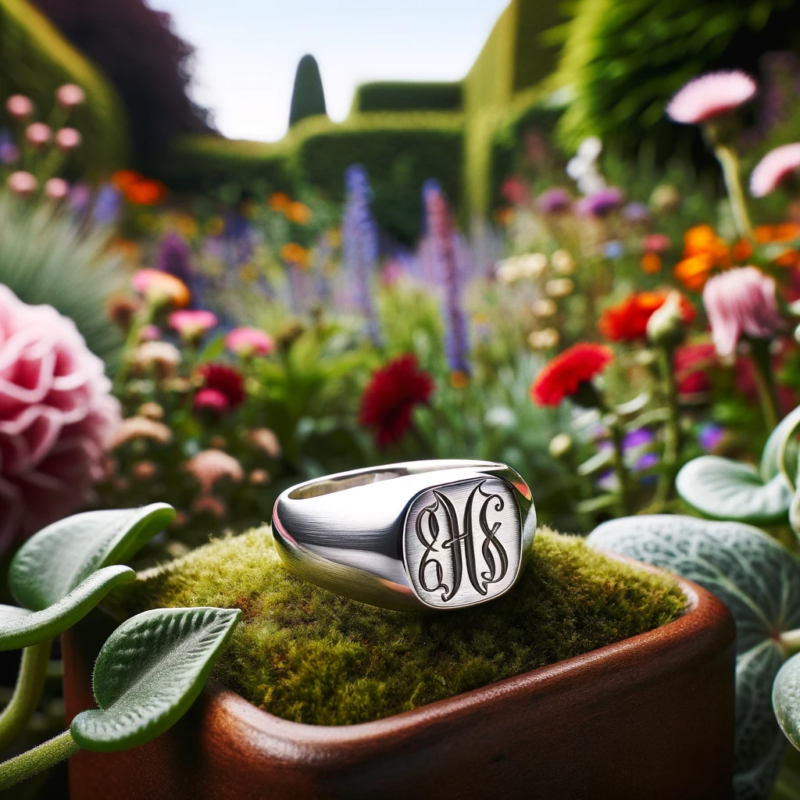 Silver Monogrammed Signet Ring