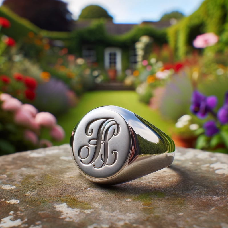 Silver Monogrammed Signet Ring