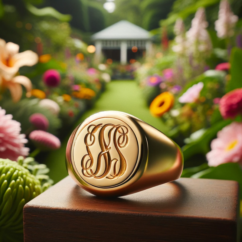 gold Monogrammed Signet Ring