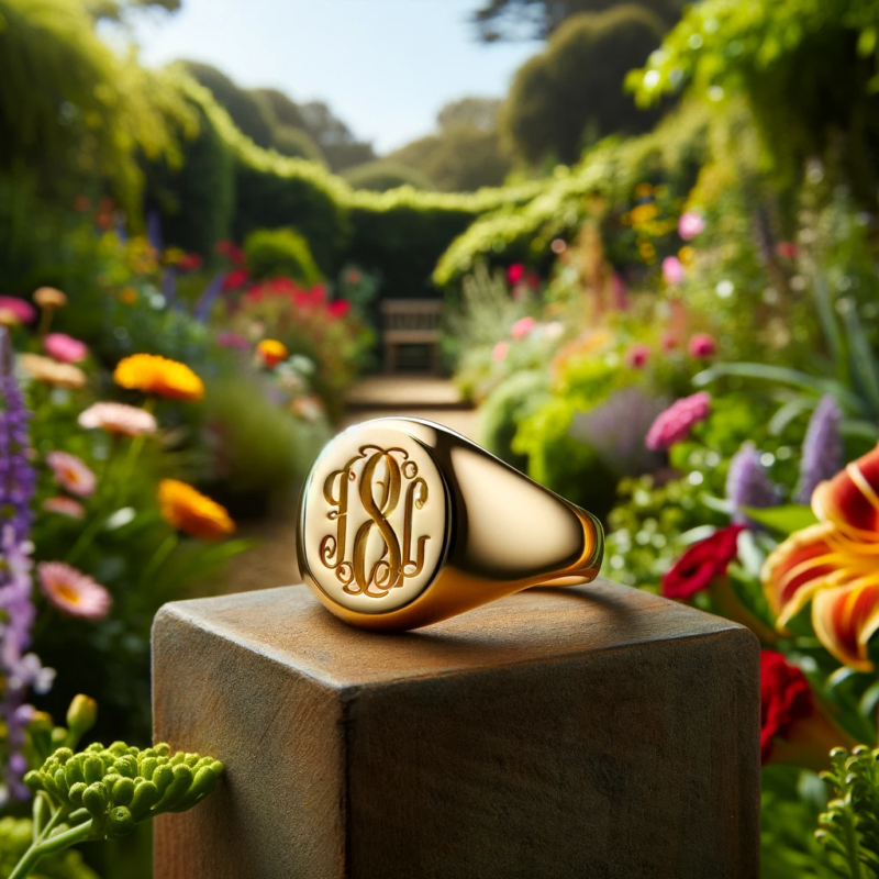 gold Monogram Signet Ring