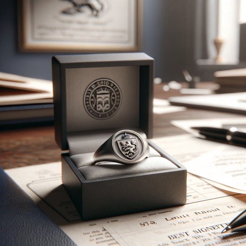 silver family crest signet ring